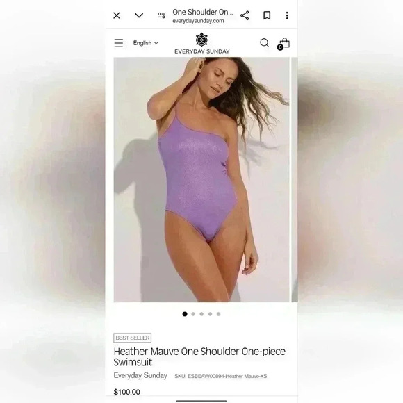 Heather Mauve One Shoulder One-piece Swimsuit - XS NWT - Picture 5 of 5
